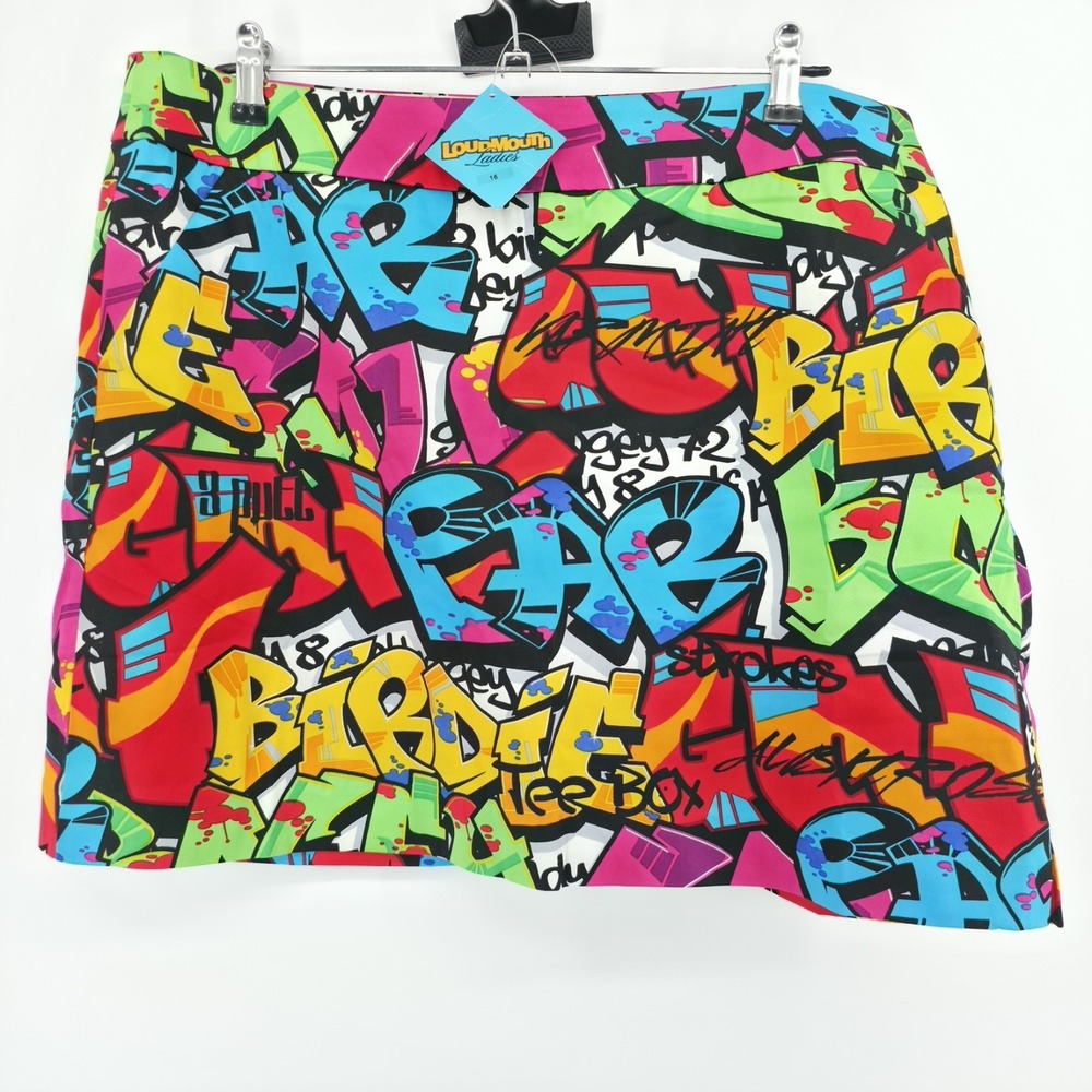 Loudmouth Ladies Golf Skort "graffiti" Multicolor Athletic Size 16 New